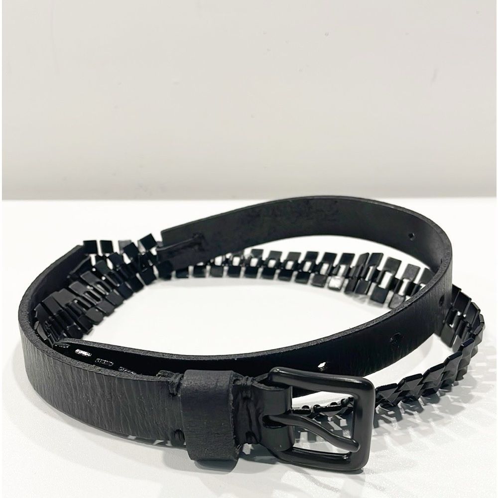 Fossil Genuine Leather‎ Lucite Link Belt Black Small Women